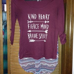 "Kind heart fierce mind brave spirit" top